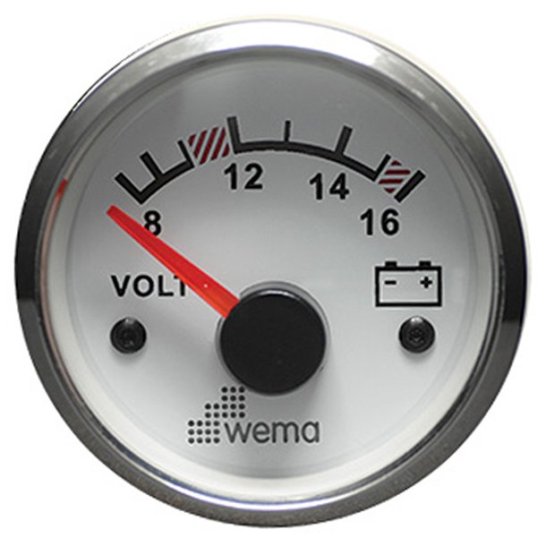 Wema Voltmeter Hvid 8-16V